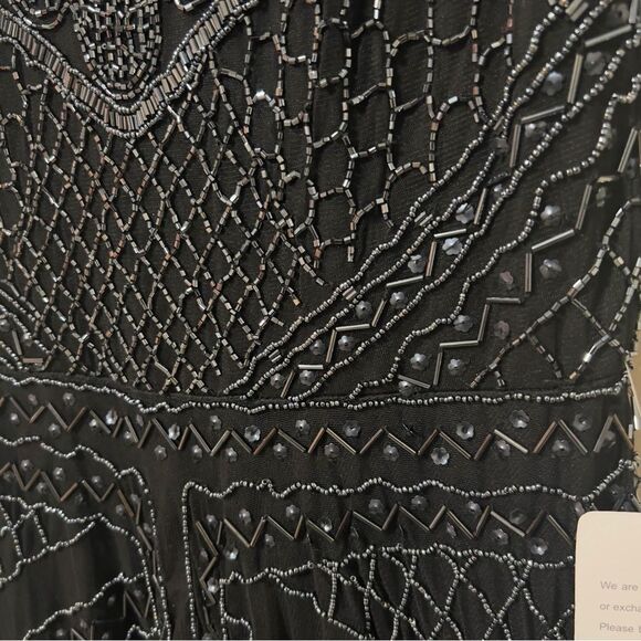 Pisarro Nights Sleeveless Beaded Black Special Occasion Maxi Gown Dress Size 6 - Picture 7 of 10
